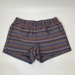 J Crew Shorts Womens 0 Red Blue Jacquard Aztec Pull On Festival Boho